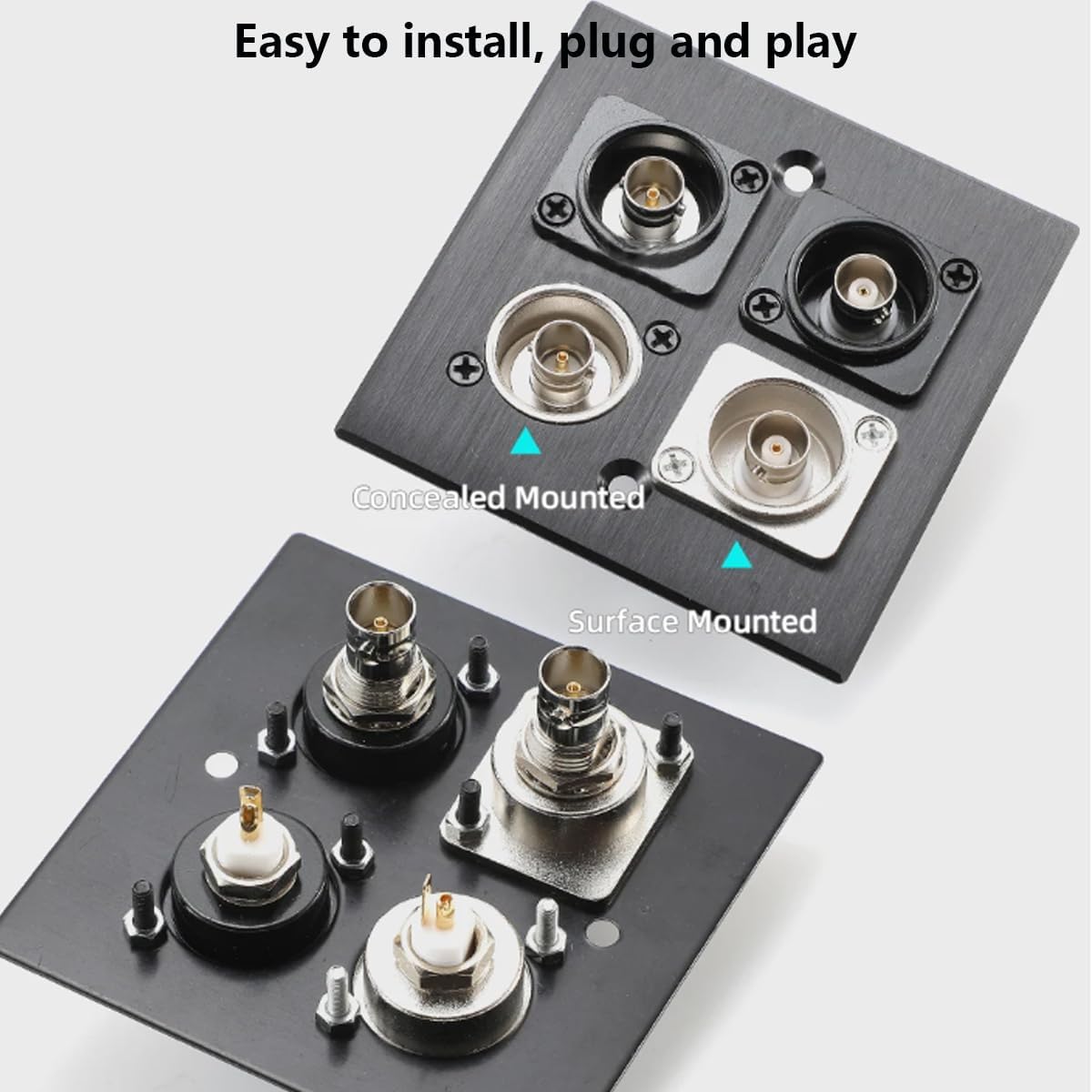 PENGLIN 5PCS BNC D Series Panel-Mount Connector, Coaxial BNC Female to Female Extension Coupler for CCTV Security Camera System