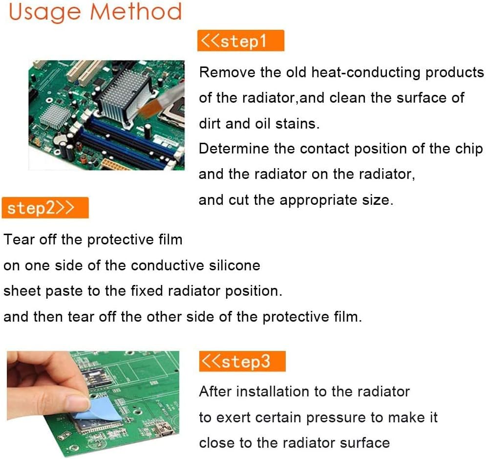 Thermal Pad, 200x200x1mm, Highly Efficient 6.0 W/mK, Insulated Heat Resistant Silicone Pad for IC, SSD, CPU, GPU, Heat Sink, LED Cooling