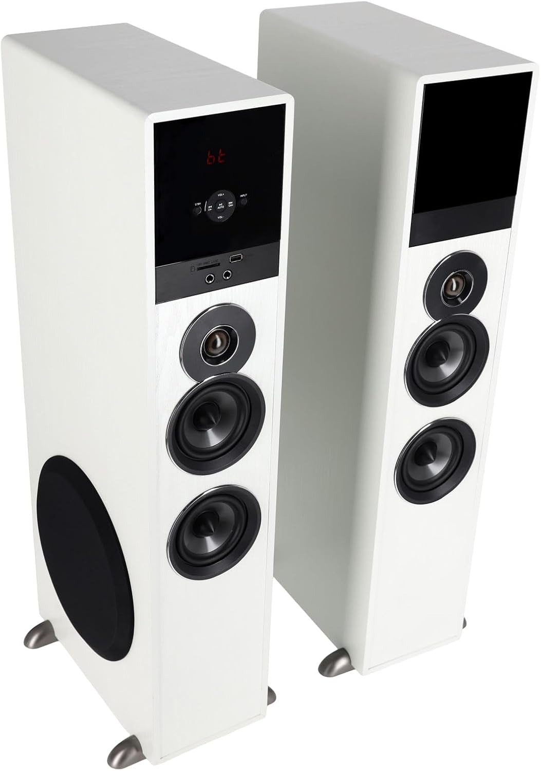 Rockville TM80W Powered Home Theater Tower Speaker System, White, 800W, 8" Subwoofers, Bluetooth, USB/SD Playback, FM Radio, Remote Control, Karaoke Ready, Perfect for Home Entertainment