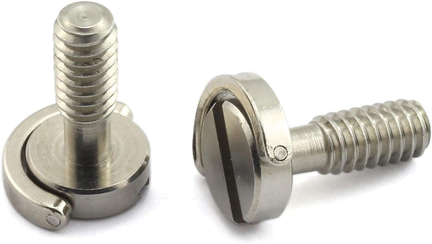HJ Garden 2pcs 1/4-20 Thread D-Ring Stainless Steel Camera Fixing Screws for Camera Tripod Monopod QR Plate,D Shaft Quick Release Plate Mounting Screw 17mm Length