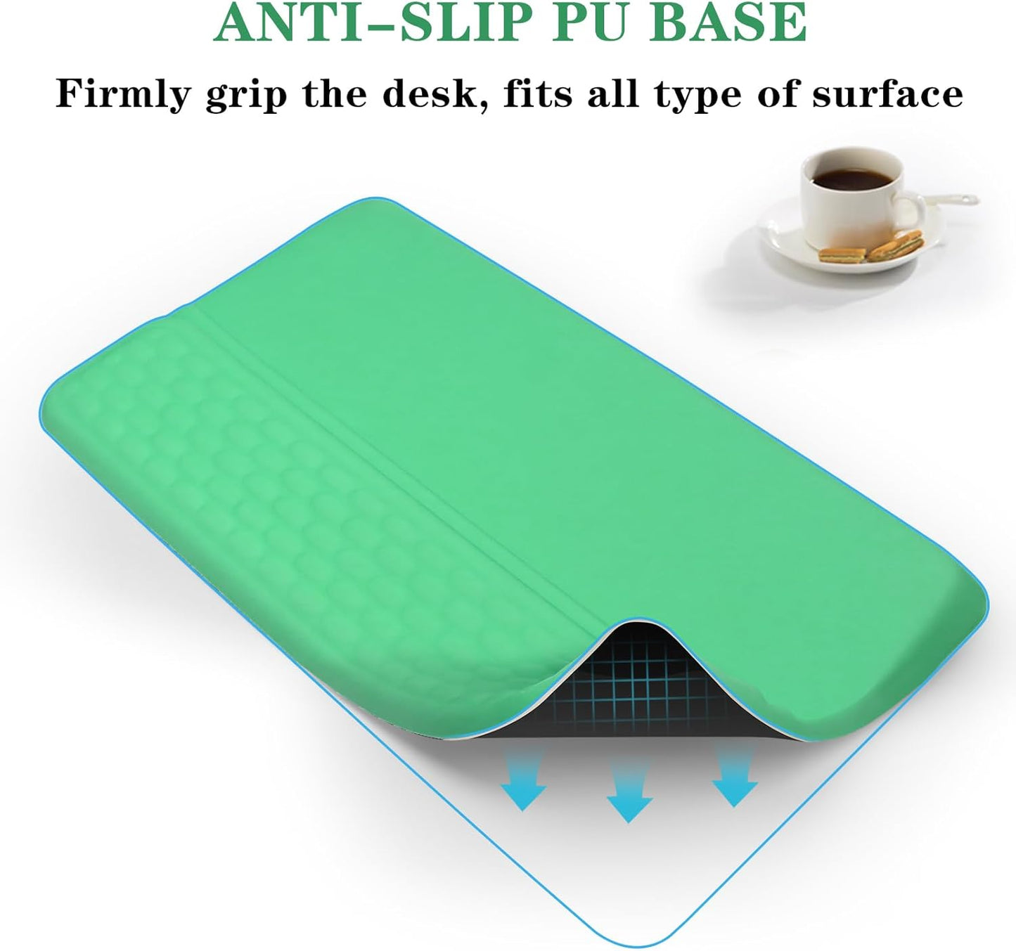 Computer Keyboard Stand Pad with Wrist Rest, Ergonomic Comfy Tilted Keyboard Stand Riser Holder Pad for Office Home (Green)