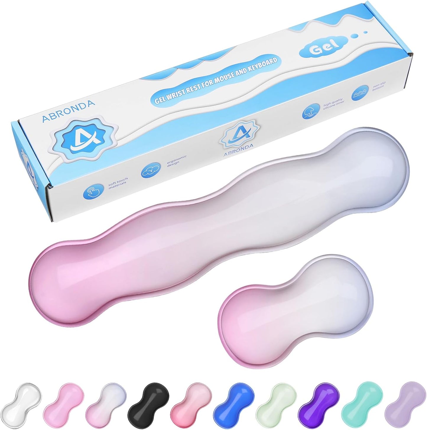 Gel Wrist Rest for Keyboard and Mouse, Wrist Rest for Keyboard, Mouse Wrist Support, Pain Relief, Cool Touch, Non-Skid, Keyboard and Mouse Wrist pad Set