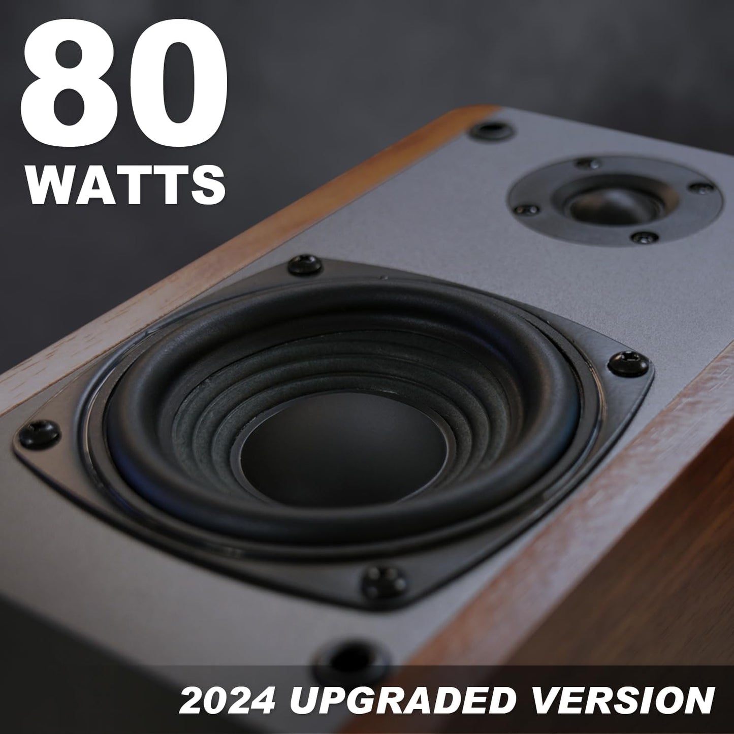 SINGING WOOD BT25 (2024 Version) Bluetooth Active Bookshelf Speakers for with Optical Aux inputs Subwoofer Line Out for PC, TVs, Turntable, Wooden Enclosure,80W - Beach Wood