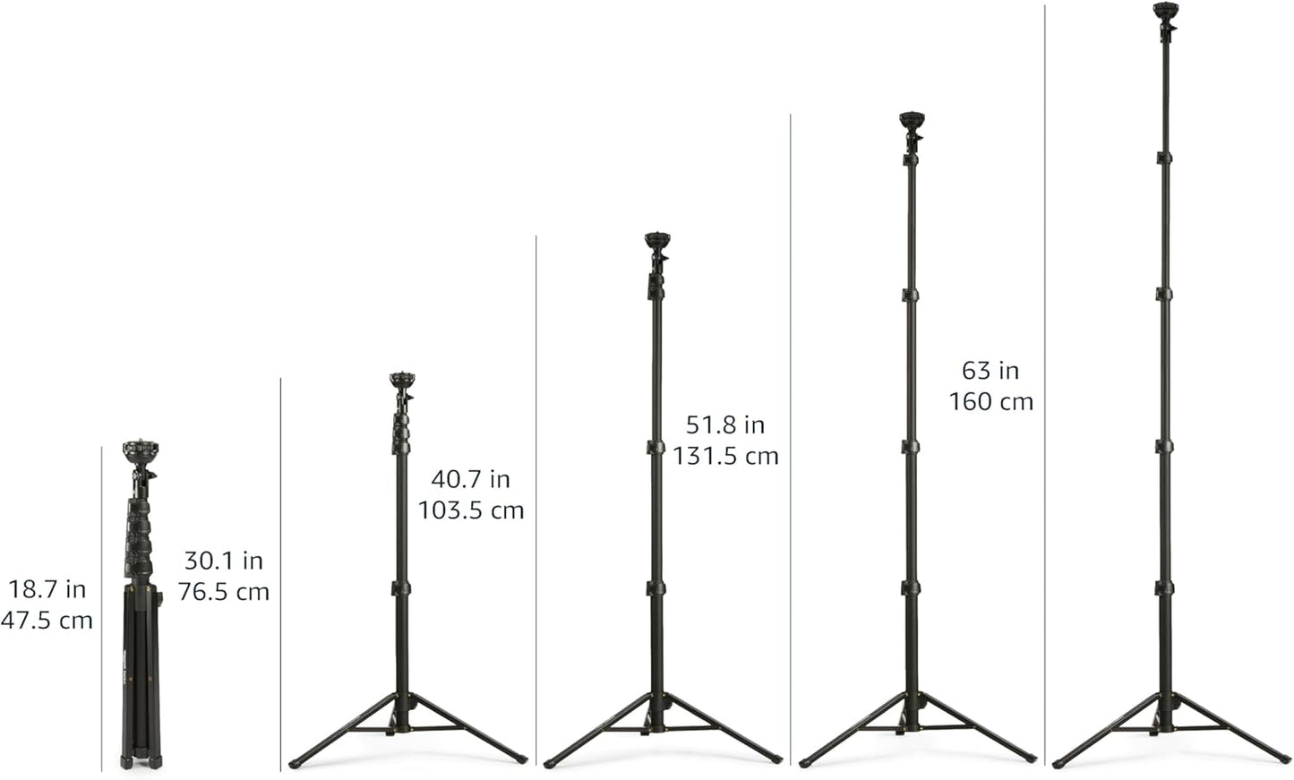 Amazon Basics 64-inch Extendable Tripod for iPhones and Smartphones, Selfie Stick Mode and Phone Tripod Mode, Black