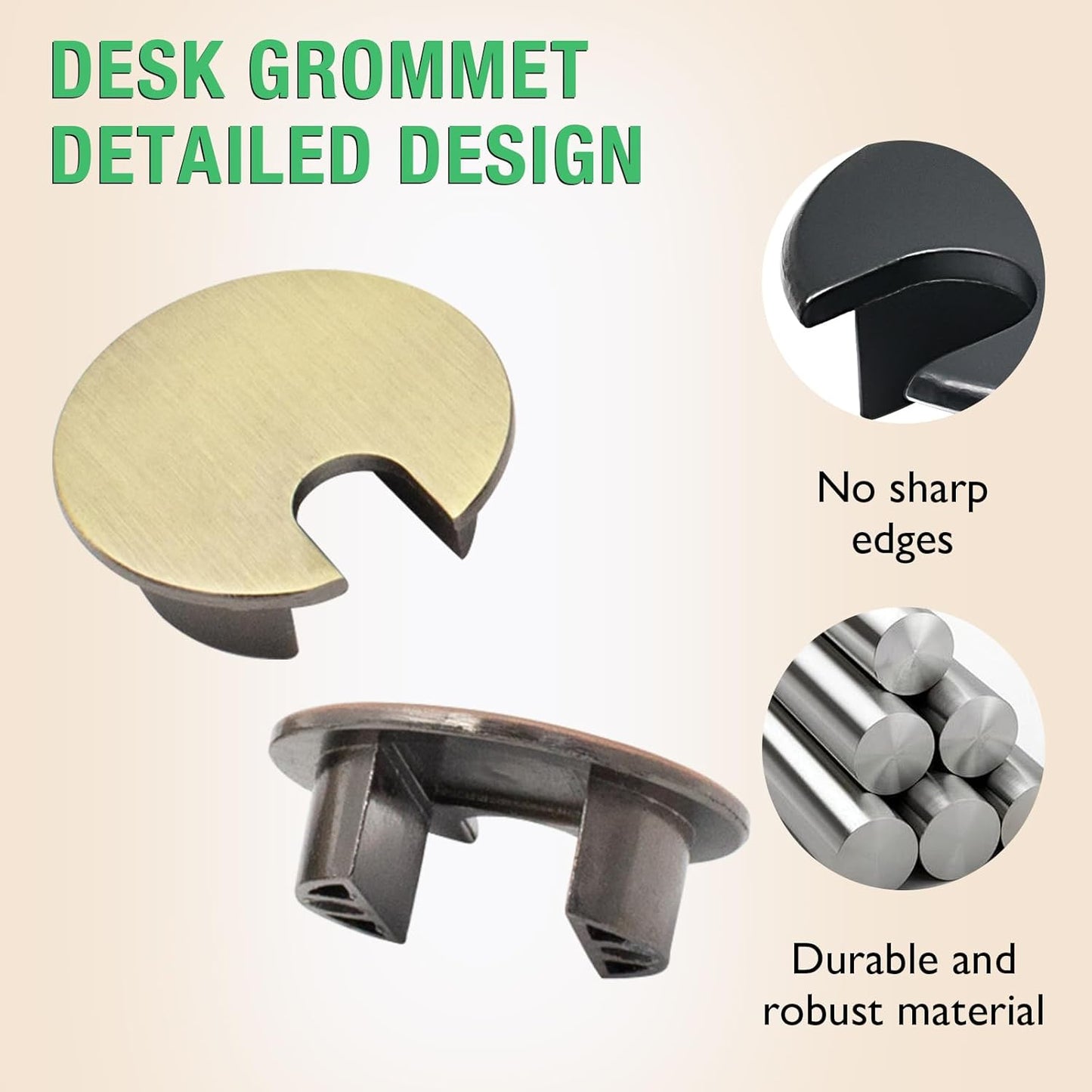 1 Pcs Desk Grommet 1-3/8" / 35 mm, Desk Cord Hole Cover, Cable Grommet Metal Zinc Alloy Materilal, Desk Hole Grommet for Home & Office Pc, Detachable Cable Cord Organizer-Matte Silver