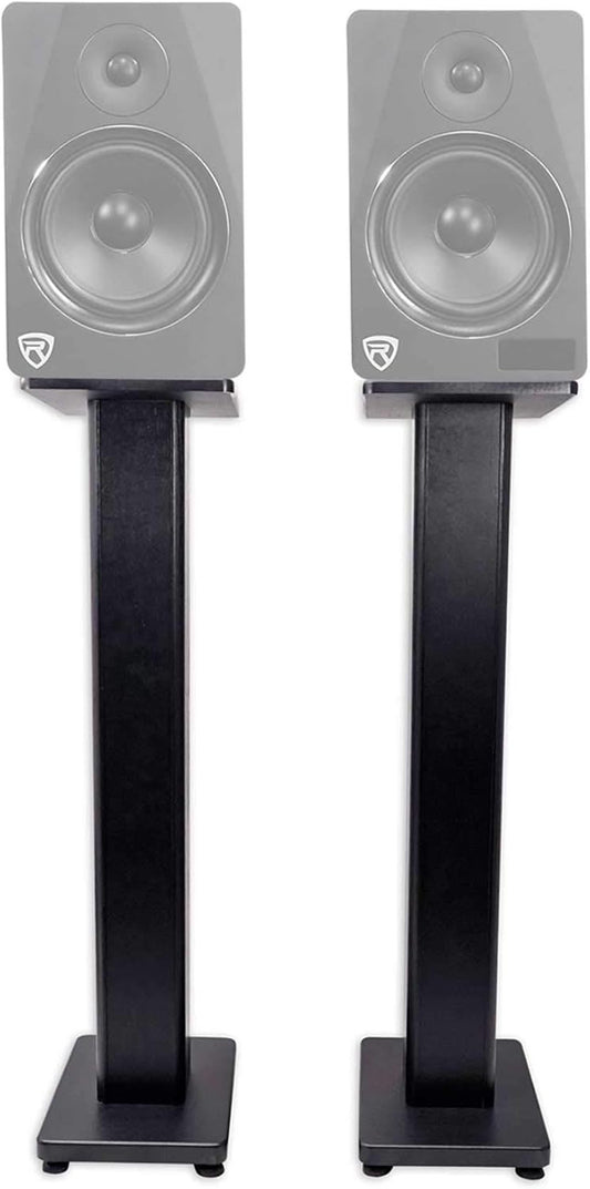 Rockville Pair RHTSB 36 Inch Bookshelf Speaker Stands, High-Performance Wood, Cable Management, Dual Platform Sizes, for Home Theater and Studio Monitors