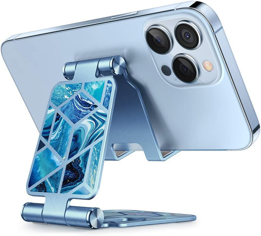 i-Blason Cell Phone Stand for Desk, Cell Phone Holder, Fits All Smart Phones, iPhone 16 15 14 13 Pro Max, Foldable Phone Stand Holder, Blue
