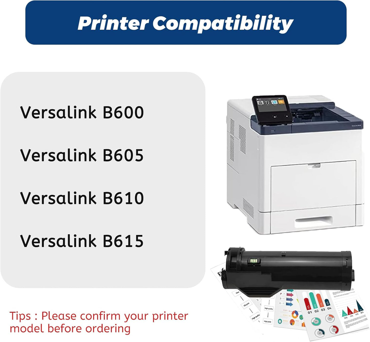 Versalink B600 B610 Toner Cartridge,106R03944 Replacement Compatible for Xerox B605 B615 Printers, Extra High Capacity Up to 46,700 Pages (1 Black )