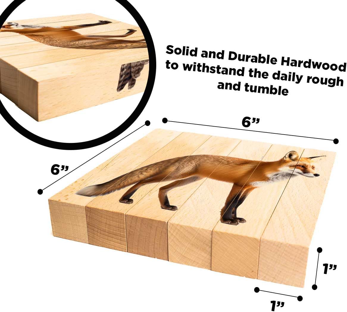 Wooden Animal Chunky Puzzles for Toddlers 2+ Years - Montessori 4 in 1 Woodland Creature Block Puzzle Toy