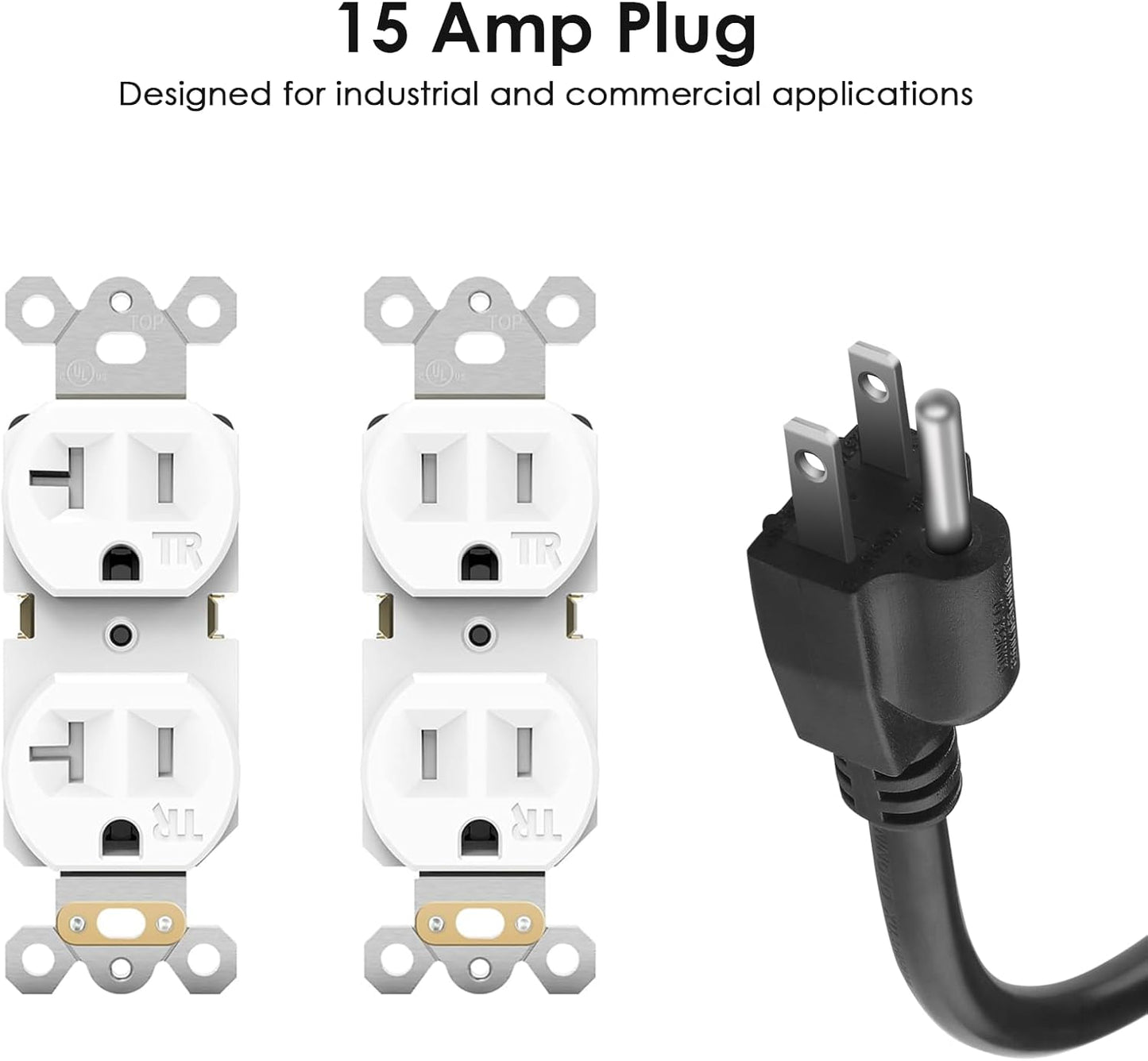 JUNNUJ 20 Amp Power Strip Surge Protector 4800J, Heavy Duty 8 Outlet Metal Multi Angle Mount, 20A Garage Power Strip Shop 6-20R T-Slot, 5-15P Plug 12 Gauge Extension Cord 6ft for Appliance