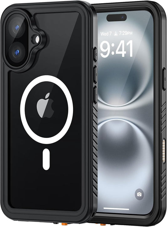 Lanhiem for iPhone 16 Plus Case Magnetic, Waterproof Dustproof Cover [Built in Screen Protector] [Compatible with MagSafe], Full Body Heavy Duty Protective Phone Case for iPhone 16 Plus - 6.7” (Black)
