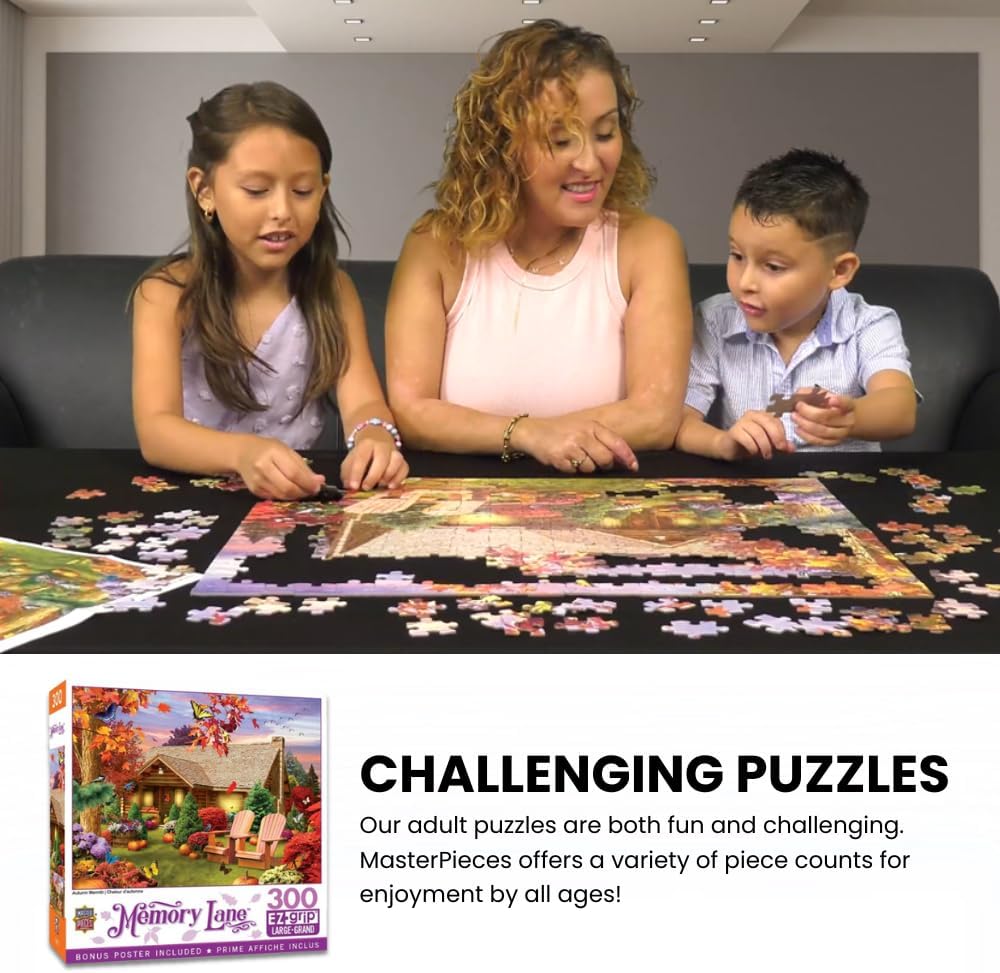 MasterPieces - 300 Piece Jigsaw Puzzle, Large EZ Grip Shapes, Rolling Pastures, Fun for Adults, Seniors, Family, Kids, Non-Glare Finish, 18"x24"