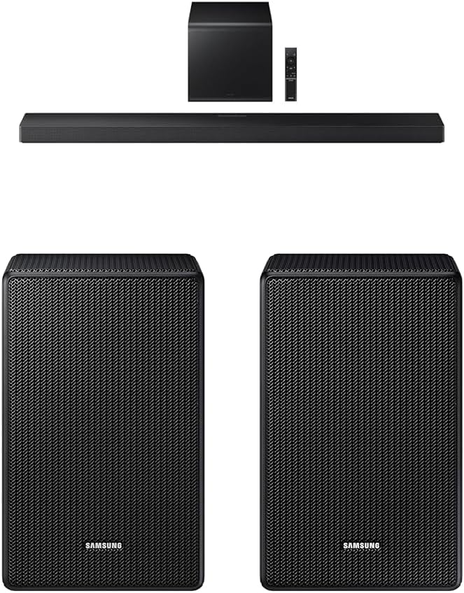 Samsung Q-Series Soundbar HW-QS700F 3.1.2 ch Subwoofer (2025 Model) Convertible Fit, Wireless Dolby Atmos 9500S Rear Speaker Kit - Wireless Dolby Atmos/DTS: X (SWA-9500S, 2021 Model)