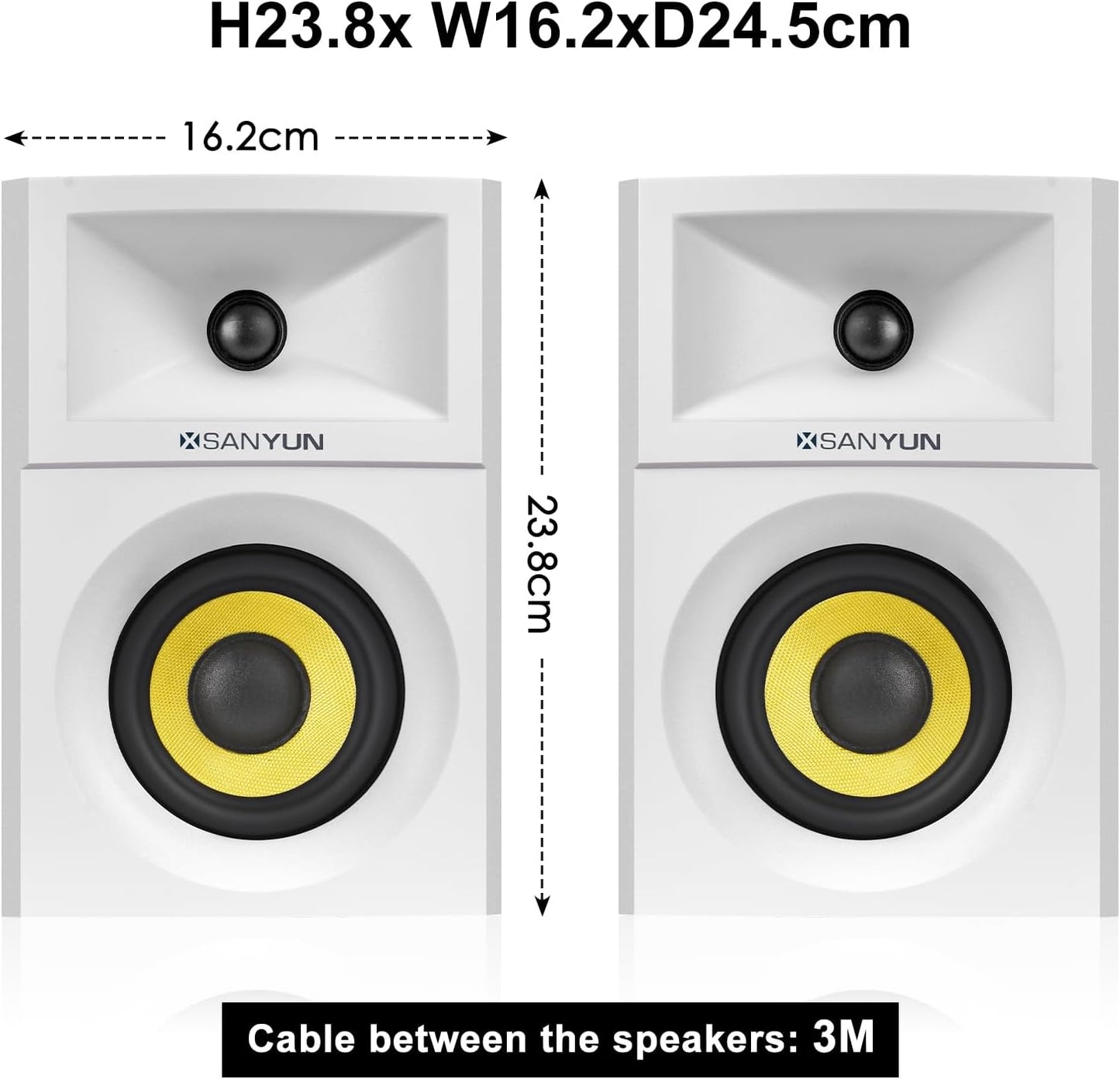 SW205 4" Bookshelf Speakers | Immersive HiFi Audio with Virtual Surround | Flagship DAC/DSP Engine | Geometric Diffusion Cabinet | 80W, Bluetooth 5.4/Optical/AUX Inputs, Wireless Remote, White