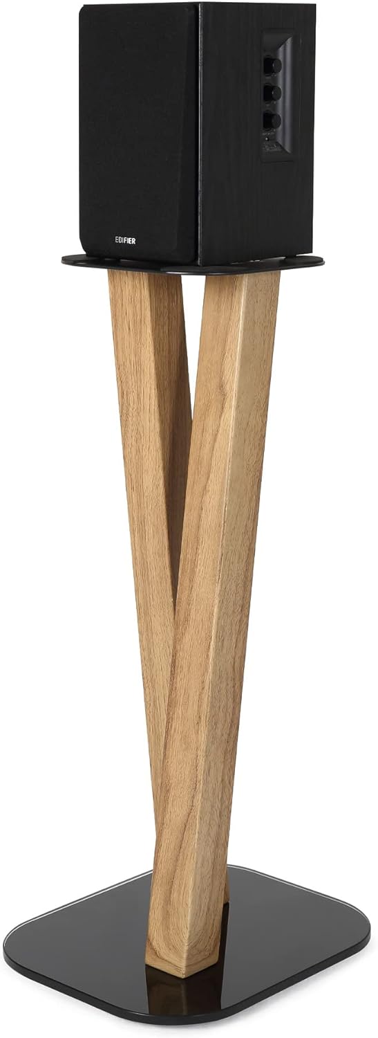 EXIMUS One Pair Fixed Height Universal Speaker Floor Stands - Oak - 600 Series