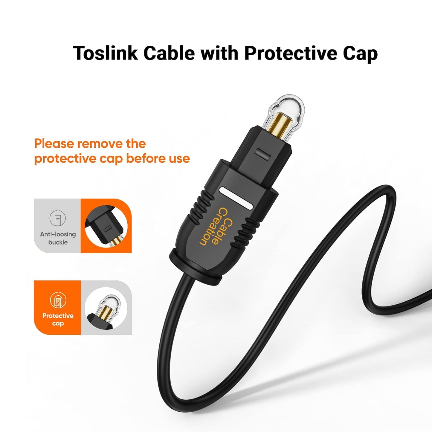 CableCreation Optical Digital Audio Cable, [5-Pack] 6FT Slim Fiber Optic Toslink Optical S/PDIF Cord for Home Theater, Sound Bar, TV, PS4, Xbox, VD/CD Player, Game Console&More, Black/OD:2.2mm