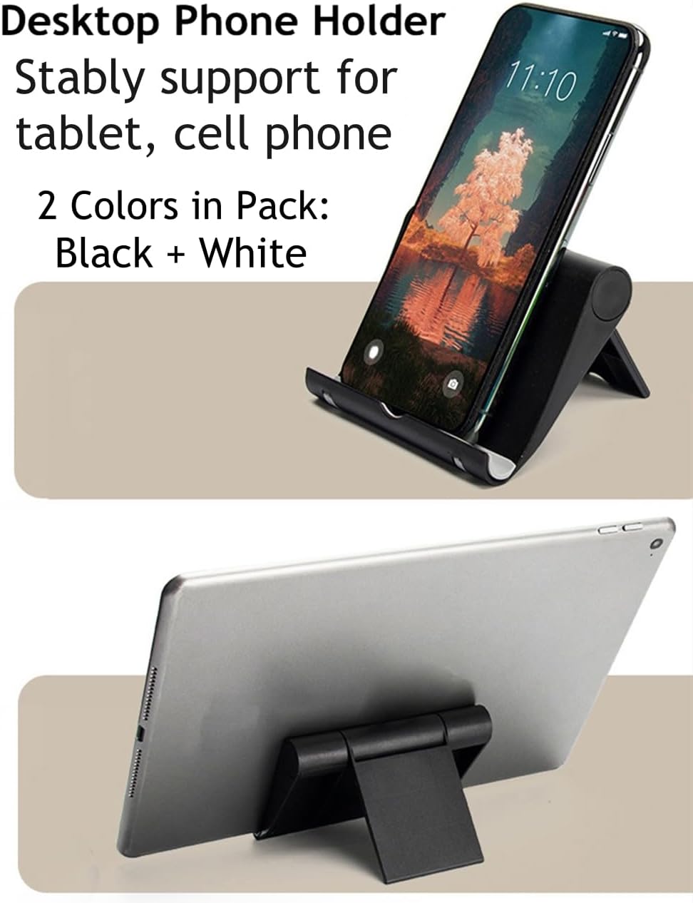 Adjustable Foldable Cell Phone Stand for Desk, Compatible with Most Smartphones and Tablets, Fits Devices up to 10 Pounds