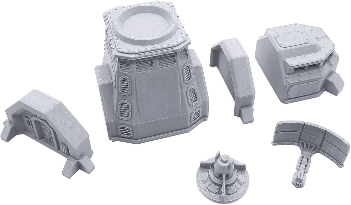 EnderToys Armored Barracks Set by Terrain4Print, 3D Printed Tabletop RPG Scenery and Wargame Terrain 28mm Miniatures, Grey