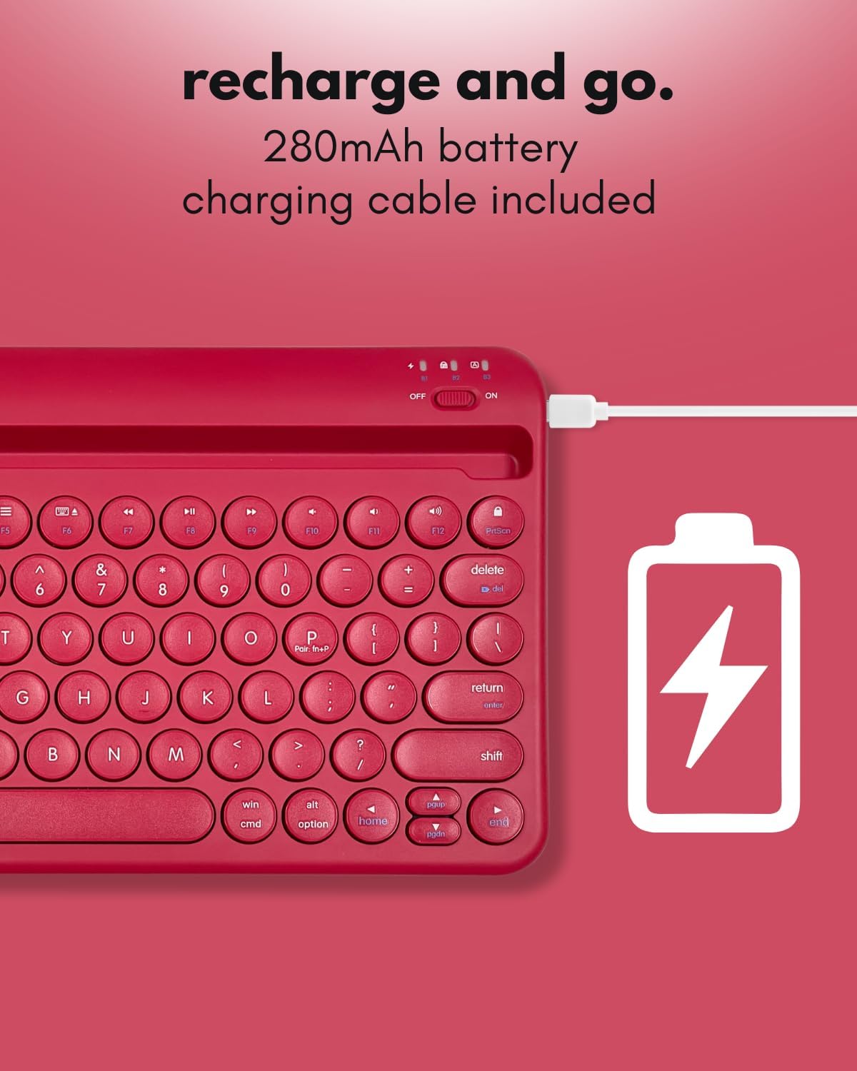 Macally Bluetooth Tablet Keyboard - Multi Device Wireless Keyboard for Phone, iPad mini/Pro, Android - Rechargeable with Built in Stand and Quiet Keys