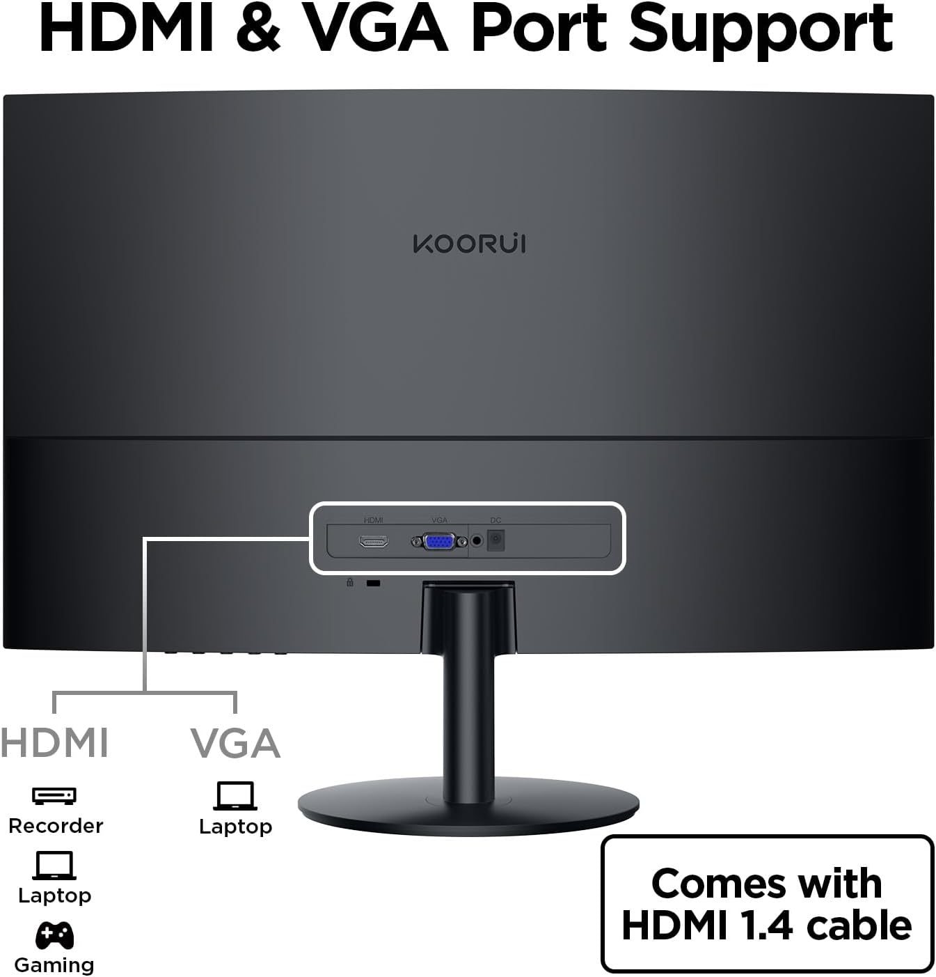 KOORUI 27 Inch Curved Monitor FHD 1080P Display, 75Hz PC Screen, Computer Monitor with HDMI VGA,Tilt Adjustable,1500R, Flick-Free Eye Care