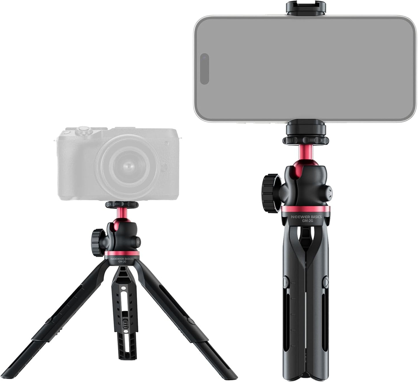 NEEWER Entry Level Version Mini Tripod for Camera, 360° Small Desk Portable DSLR Webcam Cell Phone Mount Holder Stand Selfie Stick Grip Compatible with iPhone Samsung Android Video Recording, GM-2G