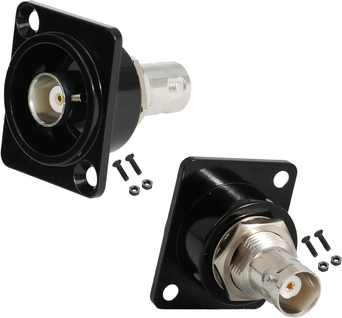 PENGLIN 2PCS BNC D Series Panel-Mount Connector, BNC Female to Female Adapter Bulkhead Connector, Coaxial Extension Coupler for Custom Communication & Surveillance Systems