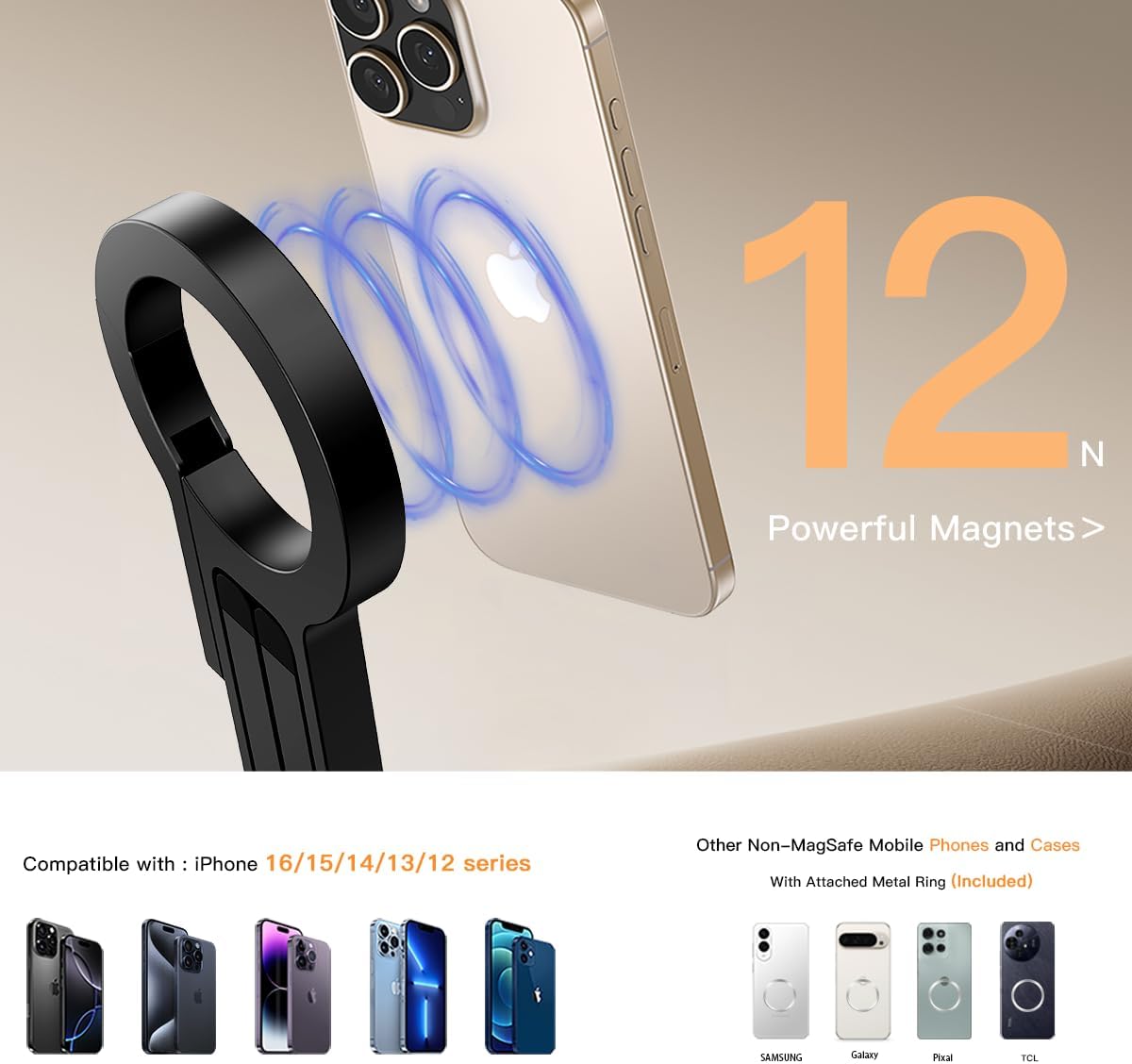 Magnetic Phone Tripod Stand for iPhone,Adjustable and Foldable Mini Pocket Tripod,Strong Magnet Selfie Stick Stand for iPhone 16/15/14/13/12 and Mag Safe Cases