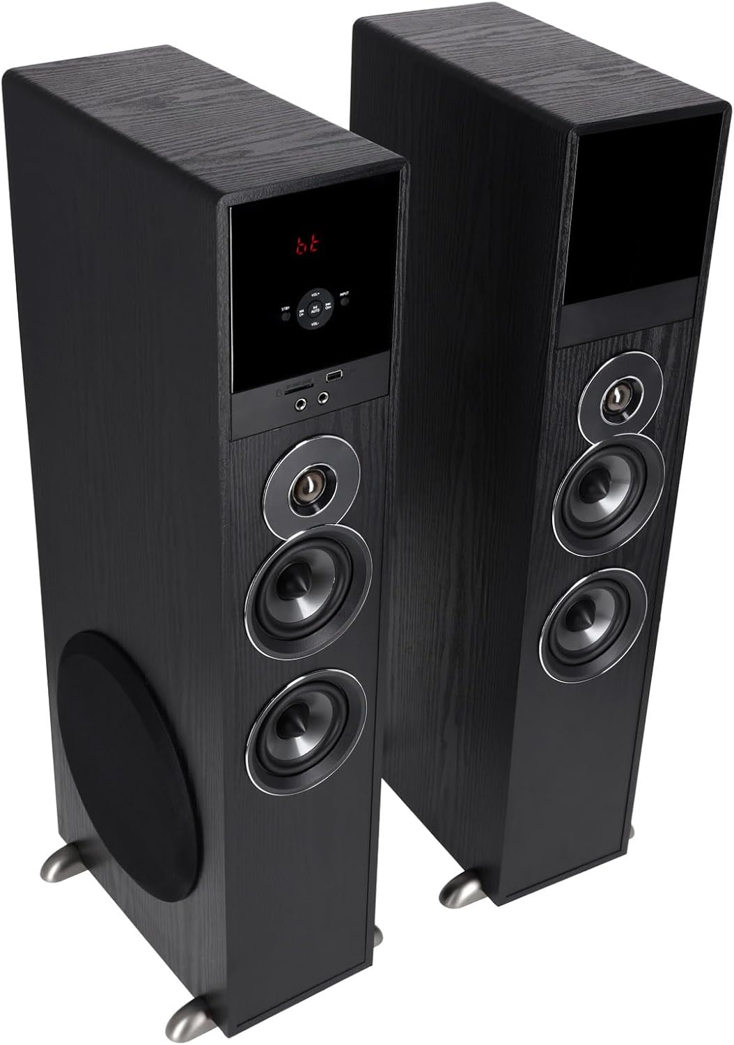 Rockville TM80B Powered Home Theater Tower Speaker System, Black, 800W, 8" Subwoofers, Bluetooth, USB/SD Playback, FM Radio, Remote Control, Karaoke Ready, Perfect for Home Entertainment