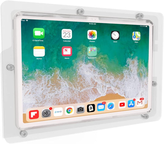 TABcare Anti-Theft Acrylic VESA Enclosure for Apple iPad 10 10.9" 2022, iPad 11" 2025 with Free Wall Mount Kit & 90-Degree Angle USB C Charge Cable (Clear)