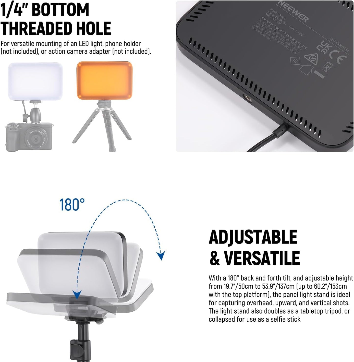 NEEWER BASICS LED Video Light, 2 Pack Studio Panel Key Lighting Kit with Tripod Stands & Filters, Bi Color Dimmable Portable 3200~5600K CRI95 750lux for Photography Recording Streaming Podcast, BP66