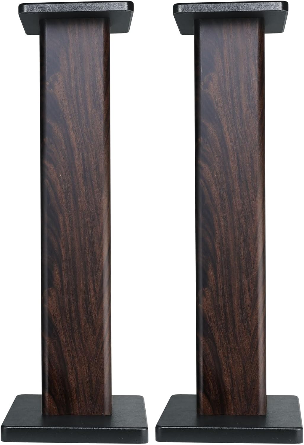 Rockville Pair RHT28D 28" Bookshelf Speaker Stands, Dark Wood Grain, 60 lbs Capacity, Sand-Fillable Design, Dual Platform Sizes, Anti-Slip Pads, for Home Theater and Studio Monitors