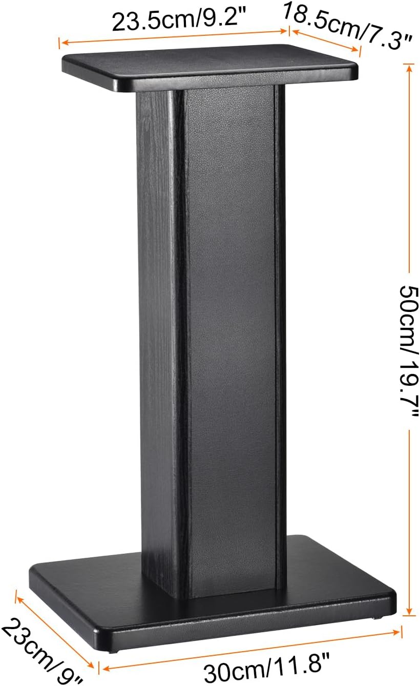 MECCANIXITY Wood Speaker Stands, 2 Pack 19.7 Inch (50cm) Universal Speaker Stand Hollowed Bases Enhanced Audio Listening for Home Theaters Cinema