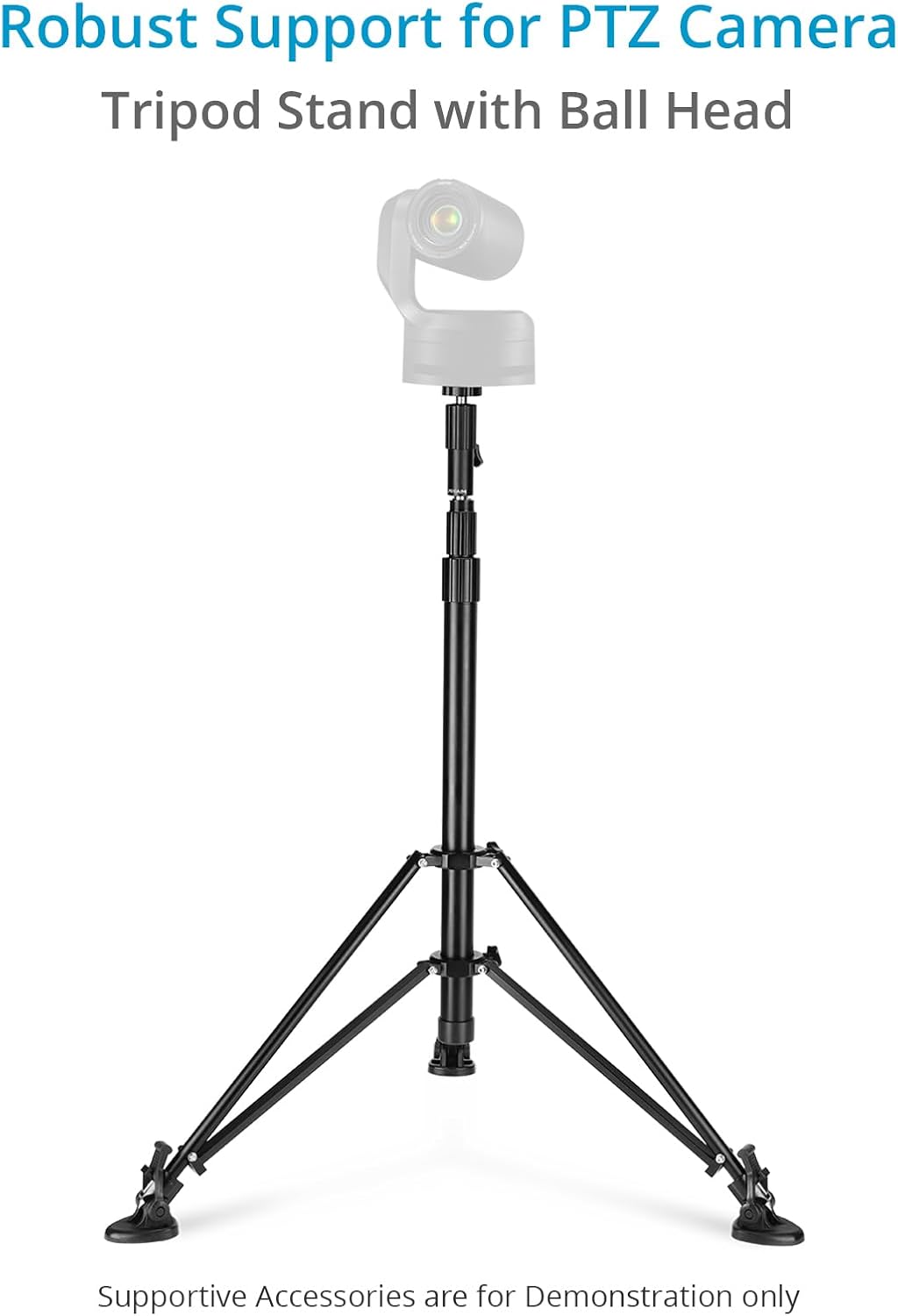 PROAIM 6.25ft 3-Stage PT-Z Camera Support Stand with 5/8” Baby Pin & Detachable Ball Head. Telescopic Design, Spiked Feet with Rubber Shoes, Payload- 20kg/44lb (STD-PT-Z-01)