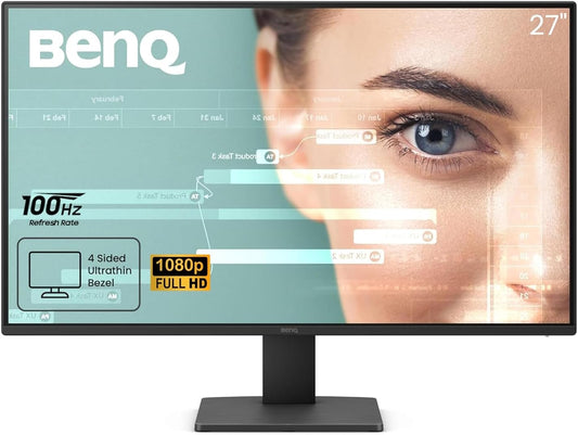 BenQ GW2791 27” 1080p FHD 100Hz IPS Eye-Care Monitor, HDMI, DisplayPort, 1080x1920, Ultra Slim Bezel, TUV-Certified, Flicker-Free, Low Blue Light Plus, Eye-CareU
