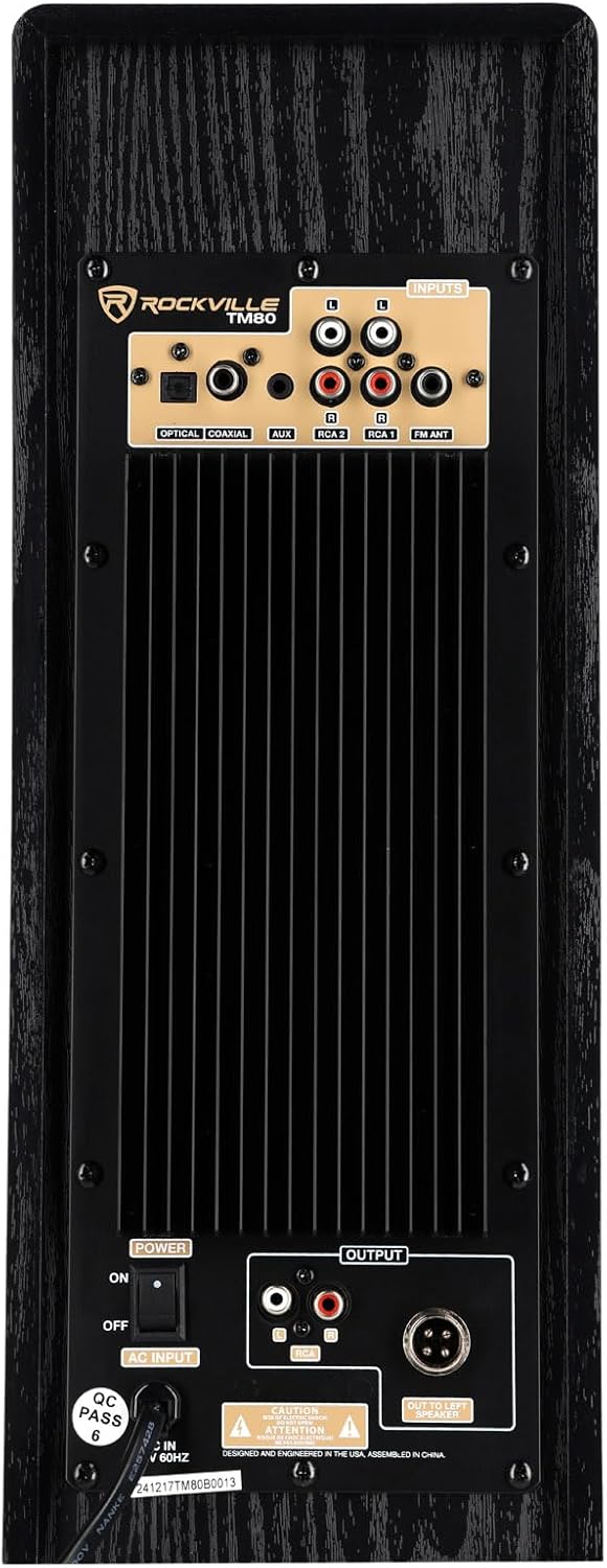 Rockville TM80B Powered Home Theater Tower Speaker System, Black, 800W, 8" Subwoofers, Bluetooth, USB/SD Playback, FM Radio, Remote Control, Karaoke Ready, Perfect for Home Entertainment