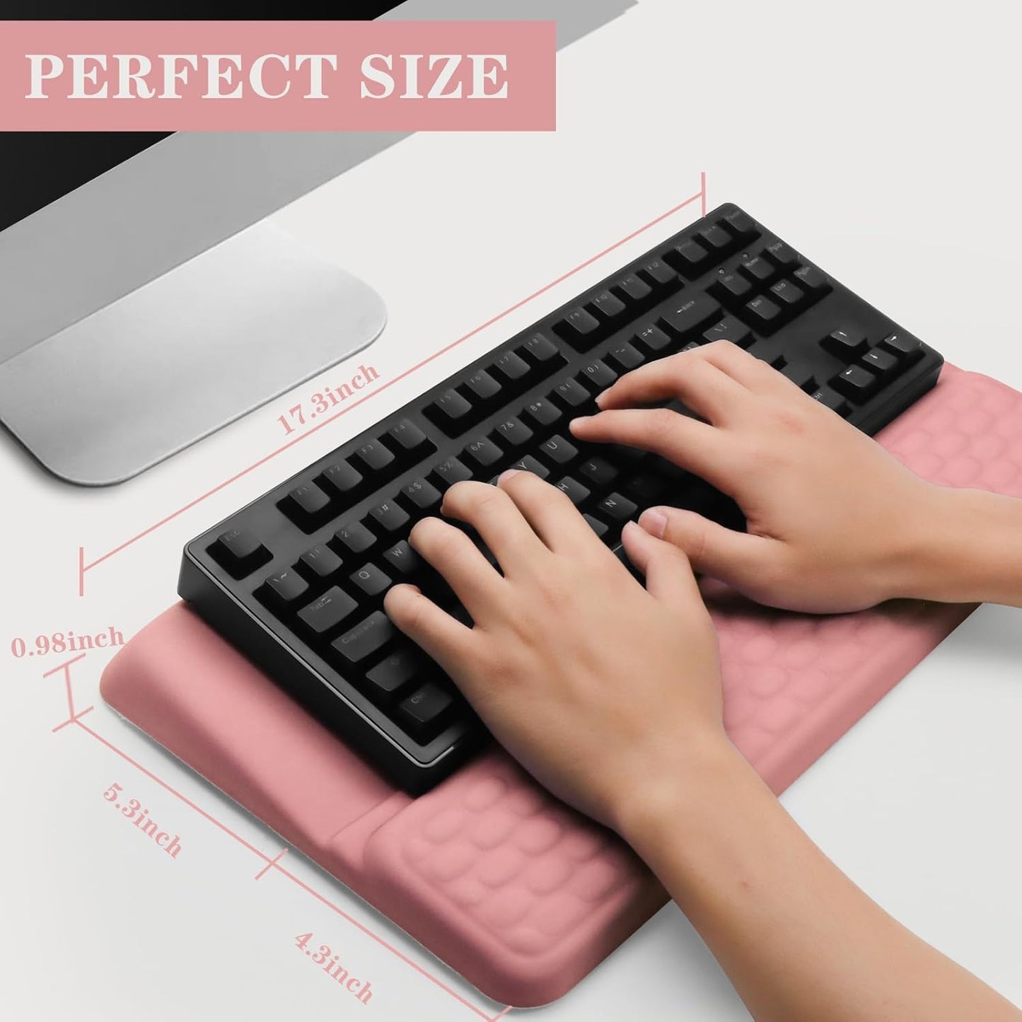 Computer Keyboard Stand Pad with Wrist Rest, Ergonomic Comfy Tilted Keyboard Stand Riser Holder Pad for Office Home (Pink)