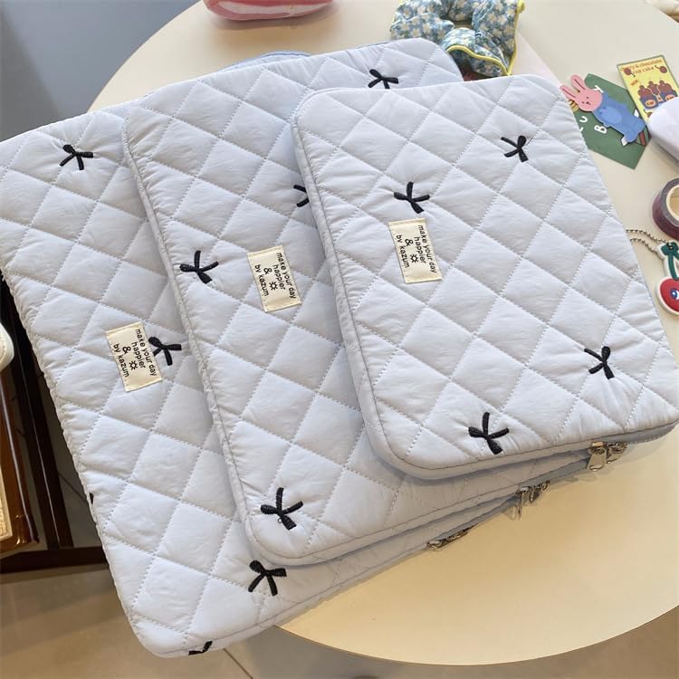 Cute Bow Graphic Carrying Laptop Bag Y2K Preppy Laptop Sleeve Case Bag Kawaii Pad Computer Protect Case Pouch (13-14 inch,White)