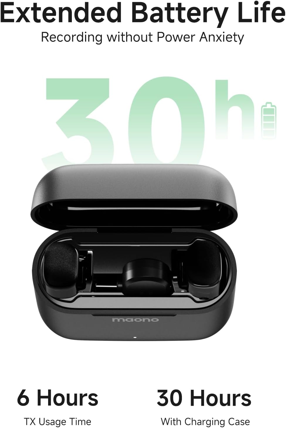 MAONO Wave T1 Mini Wireless Lavalier Microphone for iPhone iPad with MFi Certified Lightning Plug, Noise Cancellation, AI Voice Filter, 30H Used with Charging Case for Video Recording Vlog TikTok