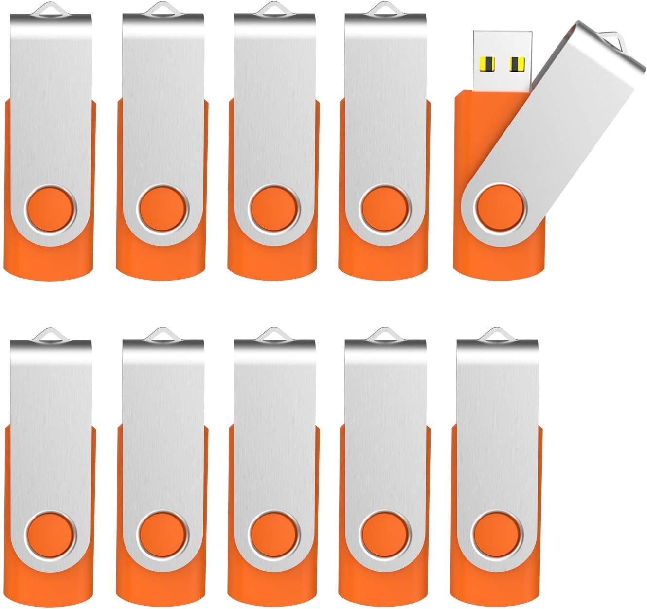 KOOTION 16GB USB 3.0 Flash Drive 16 gb Flash Drives 10pcs Thumb Drive Keychain Jump Drive Swivel Memory Sticks, Orange