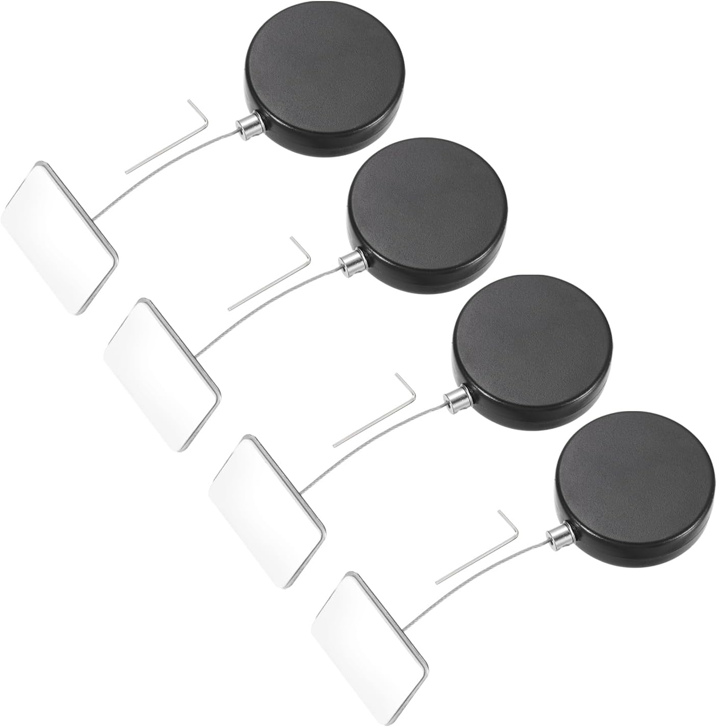 MECCANIXITY 3.3ft Retractable Cable Lock with Square Patch Remote Control Security Lock with Adjustable Cord Tether Anti Theft for Laptop, TV, 150 G, Black, 4 Pack