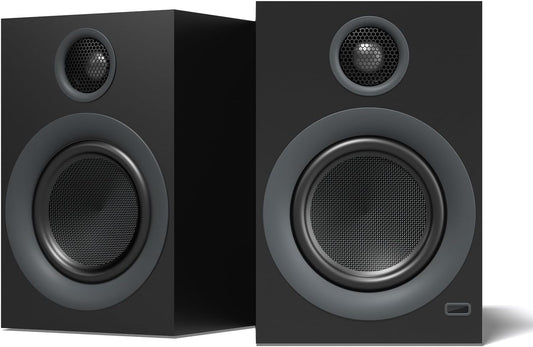 Bluetooth Bookshelf Speakers, 75W Powered Active Speaker with 4 Inch Woofer, HiFi Speaker with aptX Bluetooth USB for Home, Studio, Gaming, Set of 2, Black