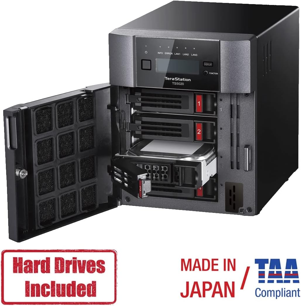 BUFFALO TeraStation 5420DN 4-Bay Business Desktop NAS 32TB (2x16TB) with Hard Drives Included RAID iSCSI Network Storage File Server