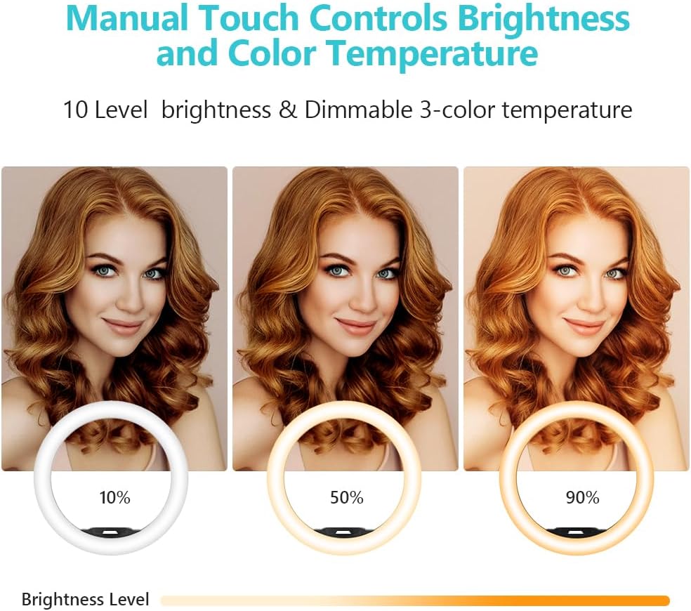 Sensyne 12'' Ring Light with 50'' Extendable Tripod Stand, LED Circle Lights with Phone Holder for Live Stream/Makeup/YouTube Video/TikTok, Compatible with All Phones