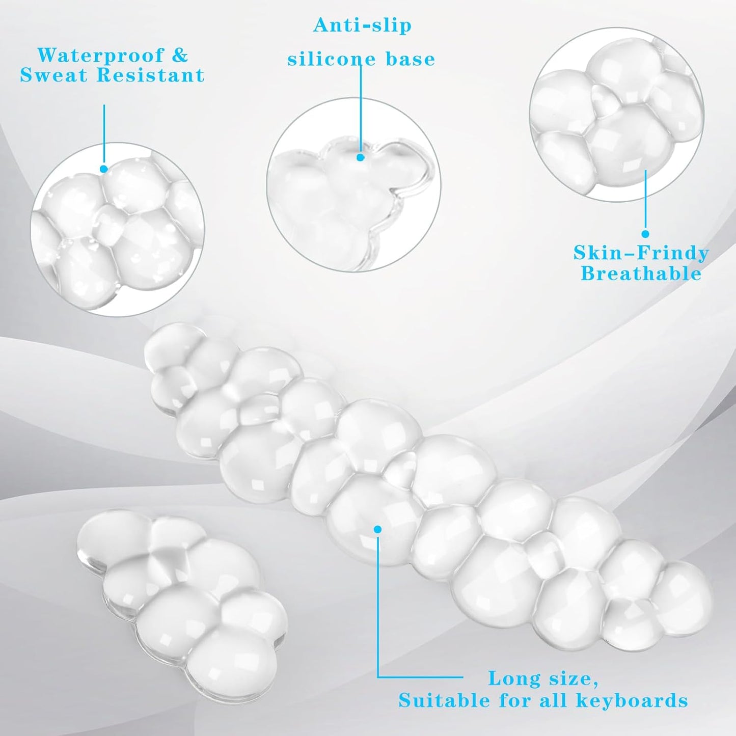 Gel Cloud Keyboard and Mouse Wrist Rest, Cute Wrist Support and Arm Support Keyboard Rest for Keyboard and Mouse Typing Pain Relief，Suitable for Office/Computer/Laptop/Gaming（White）