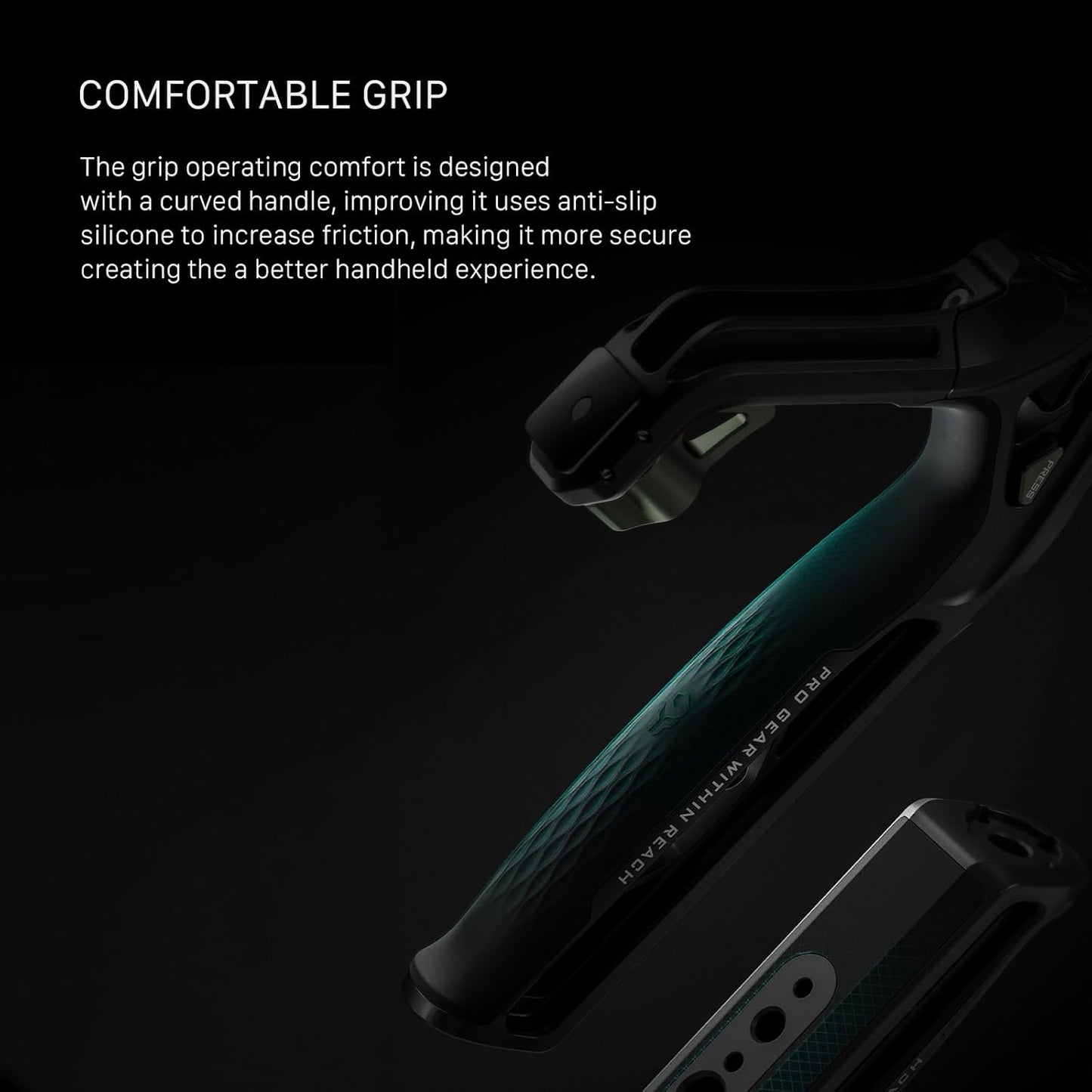 Tilta Xeno Top Handle for Filmmakers & Cameras - Titanium Gray | Aluminum Alloy and Silicone Build | 1/4″-20 and 3/8″-16 Threads w/Locating Points | Safety Release Pin | Comfortable Handling (NATO)