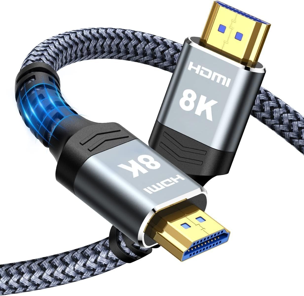 Highwings Long 8K Fiber Optic HDMI Cable 50 FT, 2.1 Unidirectional 48Gbps High-Speed Slim HDMI Braided Cord 8K60Hz 4K120Hz HDR/eARC HDCP 2.2/3D Compatible for PS5 and DVD Player