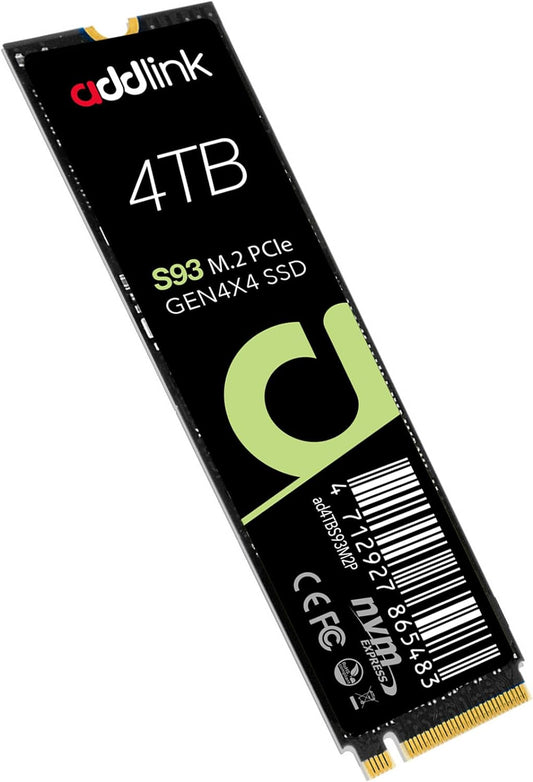 Addlink S93 4TB PCIe 4.0 M.2 Gen 4 Memory Expansion SSD, Up to 7400 MB/s, Internal Solid State Drive with HMB Technology for Laptop, Gaming and Creators