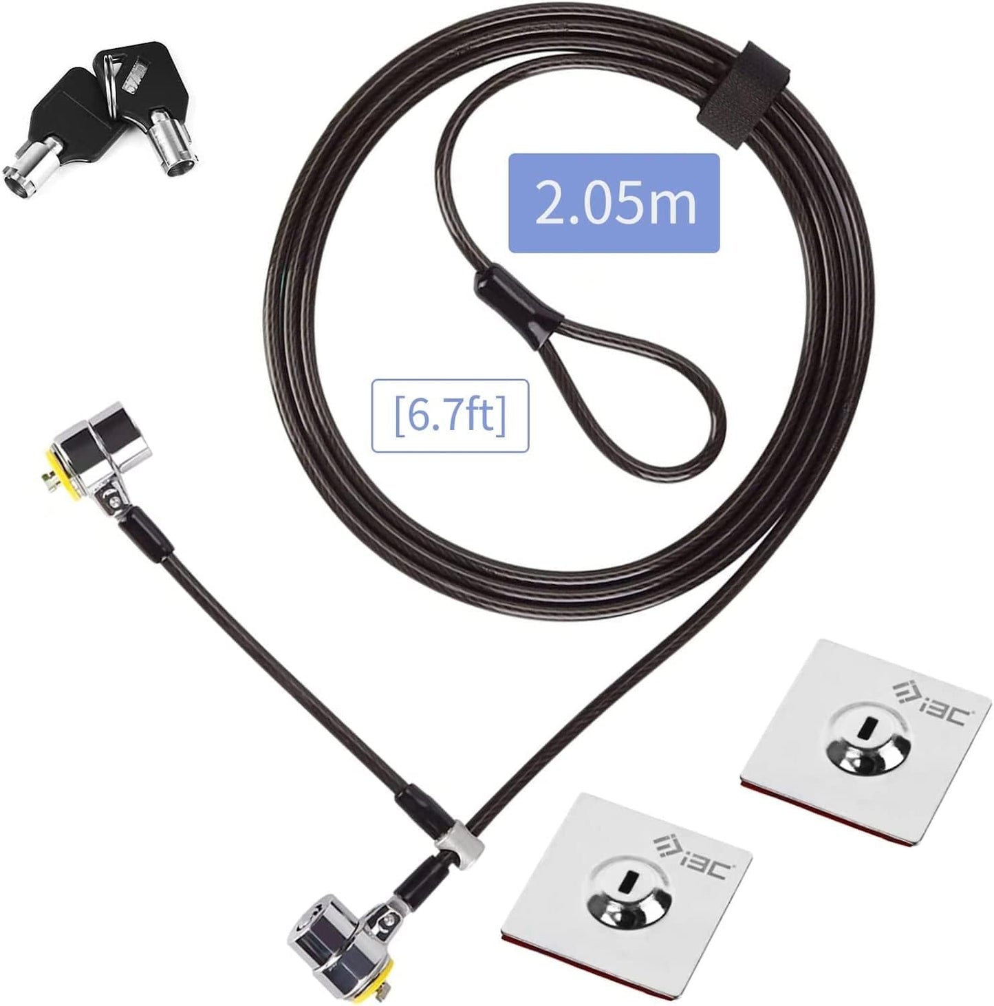 I3C Laptop Lock, Combination Security Lock Cable with Keys and Anchor Plate, Anti Theft Lock for Business Electronics, Monitors, Tablets, Smart Phones (2 Laptop Locks Head)