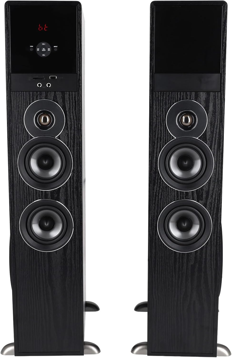Rockville TM80B Powered Home Theater Tower Speaker System, Black, 800W, 8" Subwoofers, Bluetooth, USB/SD Playback, FM Radio, Remote Control, Karaoke Ready, Perfect for Home Entertainment