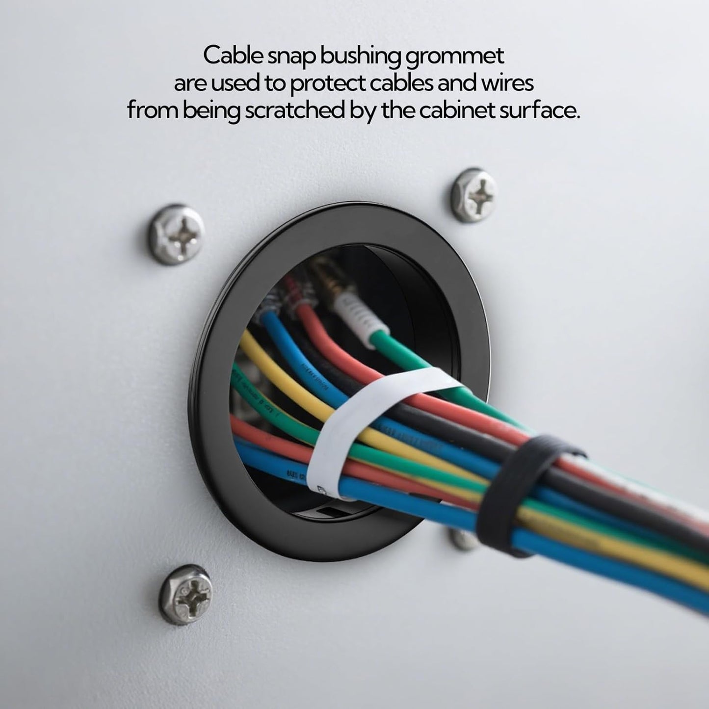 100PCS 7/8" Black Cable Snap Bushing Grommet, Snap in Cord Bushing Protect Cables